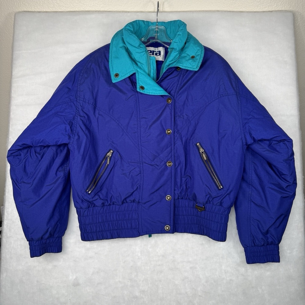 Vintage 90s FERA Skiwear Jacket Women's‎ 12 Blue Teal Snow Ski Coat Retro